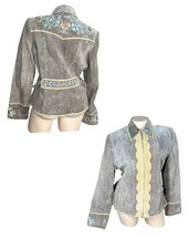 Colebrook Womens L Brown Floral Lined Full Zip 100% Leather Suede Jacket... - $69.29