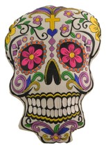 Sugar Skull Throw Pillow Detailed with Colors  with Decorative Gift - $27.95