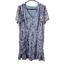 NEW Emma &amp; Michele Dress Size 16 XL Extra Large Floral Blue White Pink Polyester - £17.93 GBP