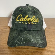 Cabelas Club Trucker Hat Cap Green Camo White Mesh Snap Back Men Adjustable - $7.83