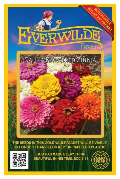 1 Oz Dahlia Flowered Mixed Zinnia Wildflower Seeds Farms Mylar Fresh Garden - £14.01 GBP