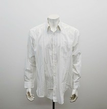 Hardy Amies Men&#39;s Button Up Shirt Size 43 White Green Striped Long Sleeve - €6,92 EUR