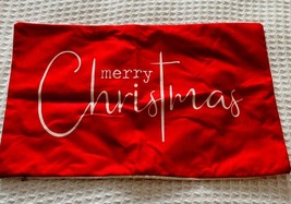 1pc Merry Christmas Red Lumbar Pillow Cover With Zipper 19.5” X 11” Print - $6.79