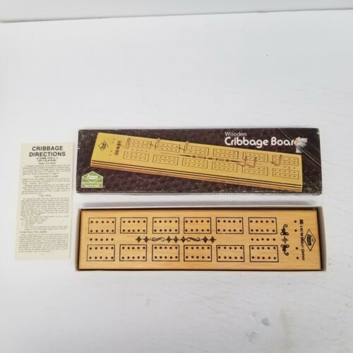 Vintage 1975 MB ES Lowe Wooden Cribbage Board, Box & Instructions - £13.41 GBP