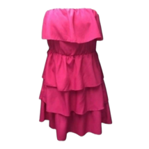 Lily Rose Womens Tiered Fit &amp; Flare Dress Pink Ruffle Strapless Above Knee XS - £14.03 GBP