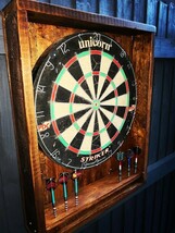 Rustic dark oak stained dart board surround  - $30.74