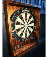 Rustic dark oak stained dart board surround  - $566.96 MXN