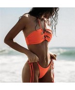 ROPE WEAVING STYLE HOLLOW FASHION WOMEN SWIMWEAR - ORANGE - $27.73 CAD