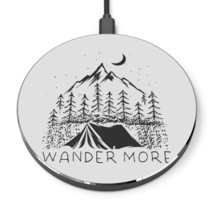 Wander More 10W Personalized Wireless Charger with Black Base, 3.93&quot; Diameter, S - £41.99 GBP