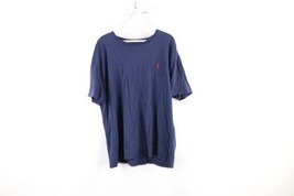 Vintage 90s Ralph Lauren Mens Large Faded Short Sleeve T-Shirt Navy Blue Cotton - £23.64 GBP