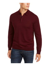 Club Room Men&#39;s Merino Wool Blend Polo Sweater,Red Plum-Large - $21.99