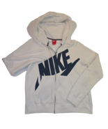Nike Women&#39;s medium white blue hoodie spell out swoosh sweatshirt pullover - $27.01 CAD