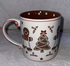 Handpainted Stoneware Gingerbread Man Tree Holly Christmas Embossed Mug ... - $19.96