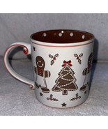 Handpainted Stoneware Gingerbread Man Tree Holly Christmas Embossed Mug ... - £15.72 GBP