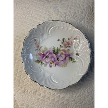 Vintage Purple Pink flower trinket dish bowl 5&quot; bone china - $8.90