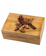 Cardinal Bird Wooden Intarsia Treasure Trinket Large Box 9&quot; x 6&quot; Handcra... - £34.87 GBP