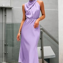 Ferlema Lilac Cowl Neck Dress Elegant Sleeveless Midi Dress - $17.35