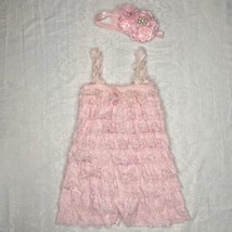 Adorabelle Pettiskirt Pink Ruffle Jumper Headband Set Baby M Photo Prop 12-18m - £13.73 GBP