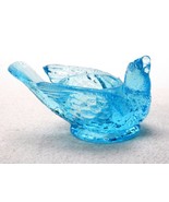 Vintage Degenhart Salt Cellar, Clear Ice Blue Glass Bird &amp; Berry Pattern... - £15.44 GBP