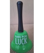 Ring For Luck Green W/White Words 5.5&quot; Metal Hand Bell BK Plastic Handle... - £6.76 GBP