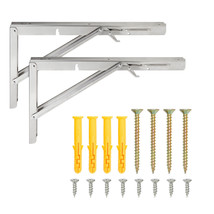 2X Folding Shelf L Brackets With Locking Hinge, Wall Mounted For Heavy Duty 10&quot; - £31.16 GBP