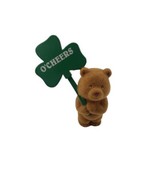 Vintage St. Patrick’s Day Flocked Small Bear O&#39; CHEERS Shamrock Sign - £8.79 GBP