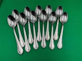 Set of 11 x Hampton Stainless Steel LAUREN Frosted Oval Soup / Dessert S... - €42,85 EUR