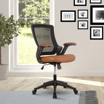 Mid-Back Mesh Task Office Chair with Height Adjustable Arms, Brown - £148.51 GBP