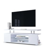 White 60 Inch LED TV Stand, Gaming Entertainment Media Console - $3,962.54 MXN