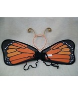 2 pc Child Orange Black Butterfly Wings w/ Antenna HeadBand Costume Mona... - $367.95 MXN