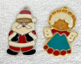 2 1970&#39;s Wallace Silversmiths Christmas Ornaments Santa &amp; Angel Enameled... - $18.32