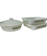 Anchor Hocking Fire King Vintage Green Meadow 3 Piece Bakeware Set Nice - $76.15