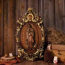 Gold-painted Our Lady of Guadalupe Wood Sculpture - £44.64 GBP+