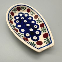 Polish Pottery Spoon Rest Oval Shape Boleslawiec Folk Art Design Mosquit... - £11.34 GBP