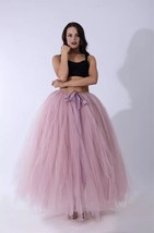 Pink Puffy Tutu Maxi Skirt Women Drawstring Waist Fluffy Tulle Skirt Petticoat image 1