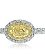 East-West 1.23 Ct Oval Cut Light Yellow Diamond Engagement Ring 14k Whit... - £1,861.28 GBP