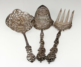 Sterling Silver Vintage Marshall Field Lot of 3 Serving Pieces Ornate - £459.55 GBP