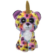 Ty Beanie Boo Giselle Unicorn Rainbow Leopard Plush Stuffed Animal 2020 7&quot; - £18.07 GBP