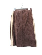 Terry Lewis Women&#39;s Knee Length Genuine Leather Suede Straight Skirt Brown/Tan 4 - £15.54 GBP