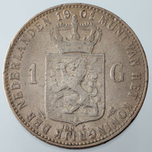 1901 Netherlands Gulden Silver Coin KM #122.1 VF Condition - $103.95