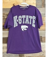 VTG Kansas K State Wildcats T-Shirt Mens XL Men&#39;s Cotton Purple Red Oak USA - £14.81 GBP