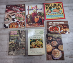 Lot of 7 Vintage Cookbooks Paperback Chinese Dutch Oven Diabetic Dehydrator - £14.44 GBP