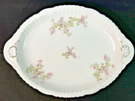 Antique Victoria Austria Pink Floral Large 12” x 8” Oval Platter w/ Gold Trim !! - £15.76 GBP