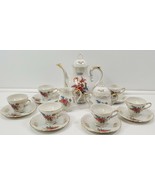 VC) Vintage 15 Piece Floral White &amp; Gold Demitasse Coffee Tea Set Japan ... - £99.75 GBP