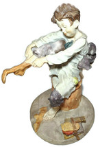 Boy Putting Sock Sitting Drum Chipped Figurine Duncan Royale - £14.30 GBP