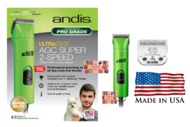 Andis Ultraedge Super Duty Agc Pro 2-Speed Clipper Set &amp; 10 Blade*Pet Grooming G - £208.46 GBP