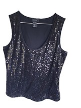 Astro Women’s Black Embellished / Black Full Front Sequin Sleeveless Top... - $304.44 MXN