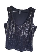 Astro Women’s Black Embellished / Black Full Front Sequin Sleeveless Top... - $22.04 CAD