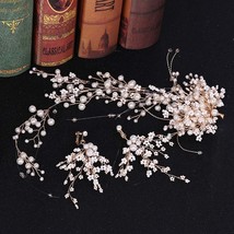 ACRDDK Exquisite Handmade Jewellery Weave Flower Hair Band with Long Earrings Lu - £17.59 GBP