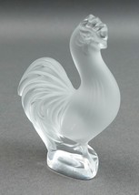 Lalique France Signed Frosted Crystal Miniature Cockerel Rooster Glass F... - $142.99